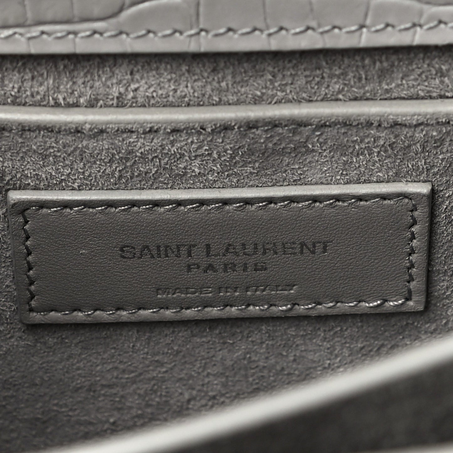 Calfskin Crocodile Embossed Medium Monogram Sunset Gris Perle