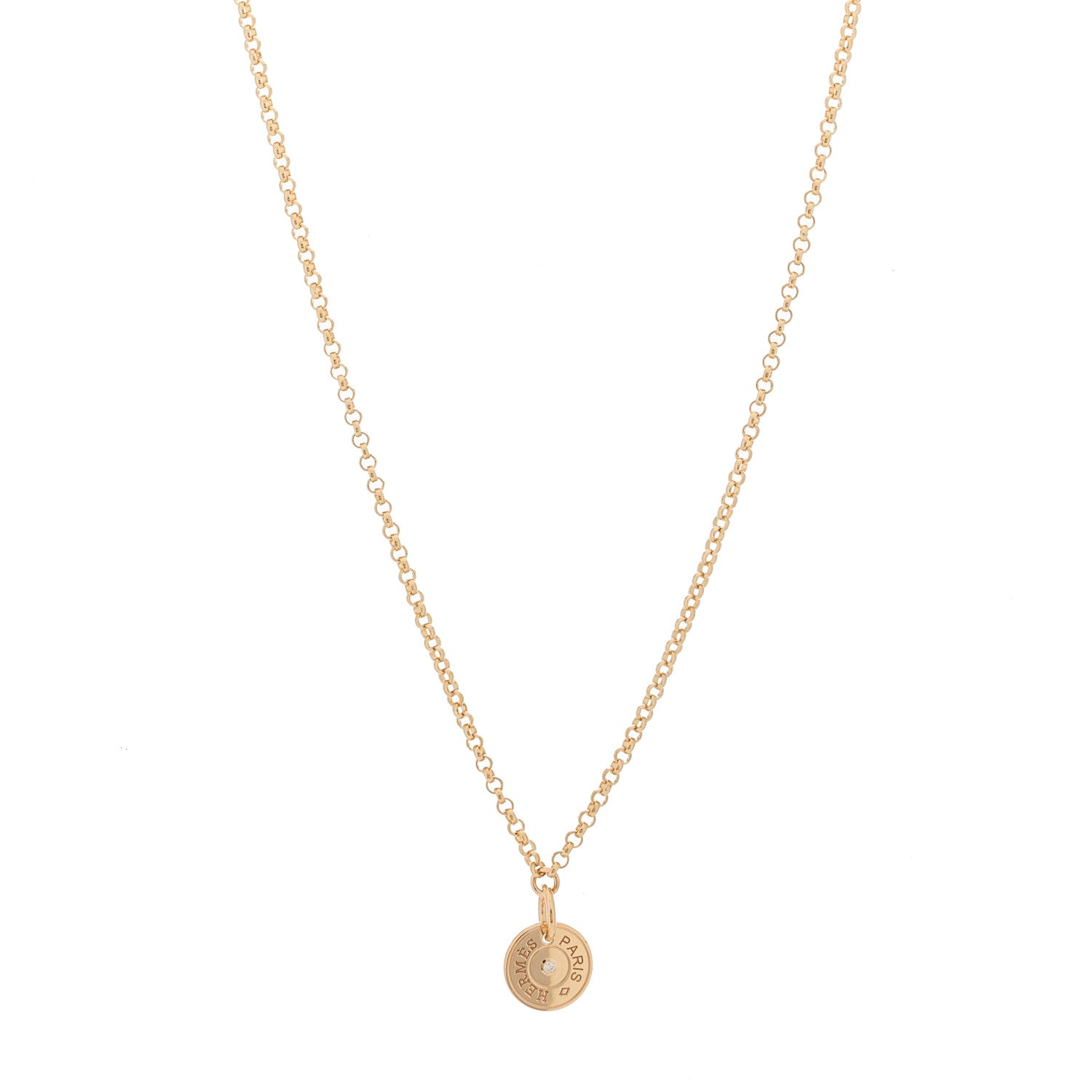 Hermes 18K Rose Gold Diamond Gambade Clou de Selle Necklace 1 of 6