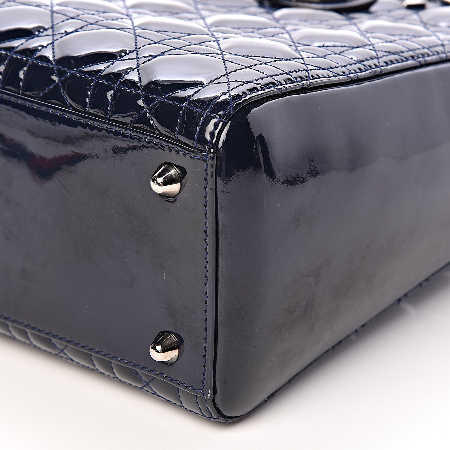 Patent Cannage Large Lady Dior Navy Blue