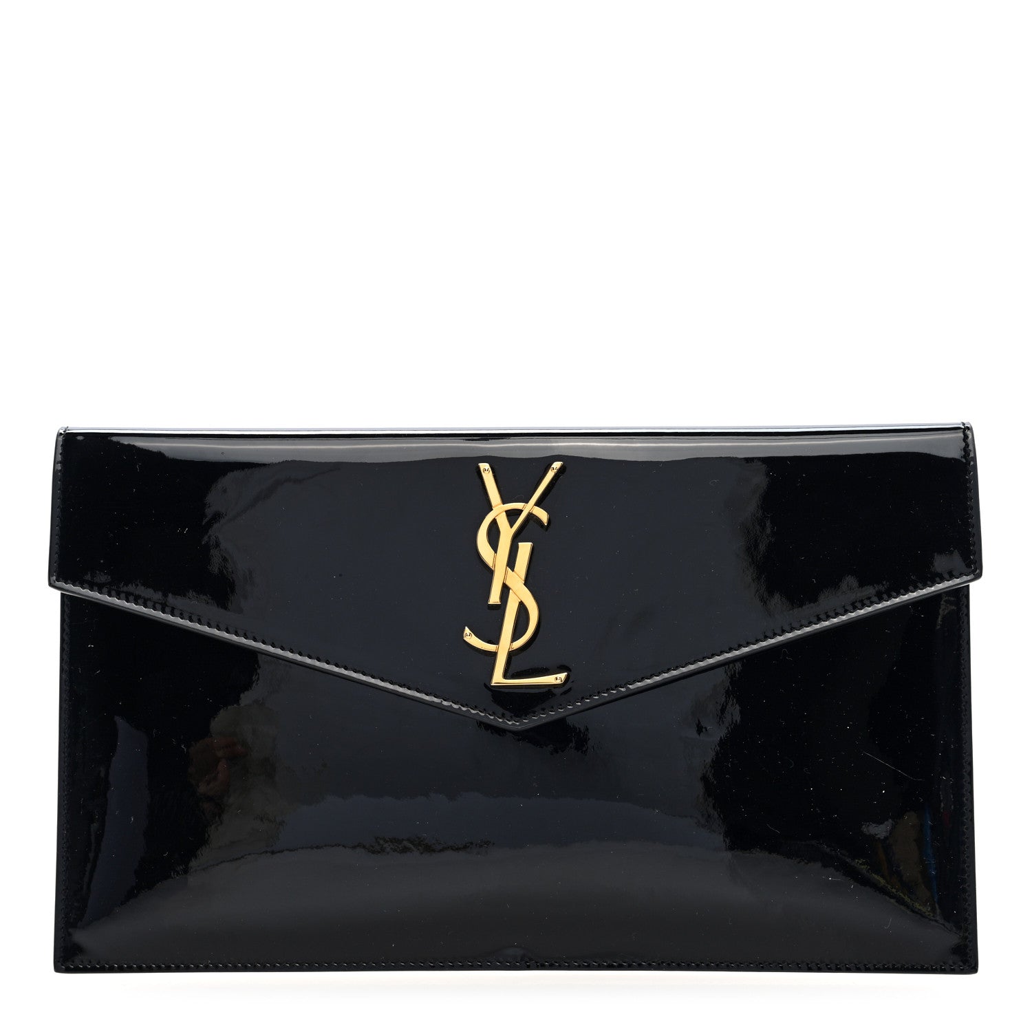 Saint Laurent Patent Calfskin Monogram Uptown Clutch Black 1 of 7