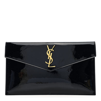 Saint Laurent Patent Calfskin Monogram Uptown Clutch Black 1 of 7