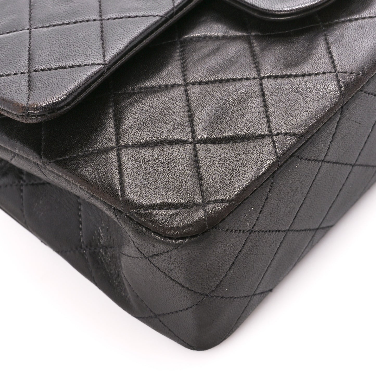 Lambskin Quilted Small Double Flap Black