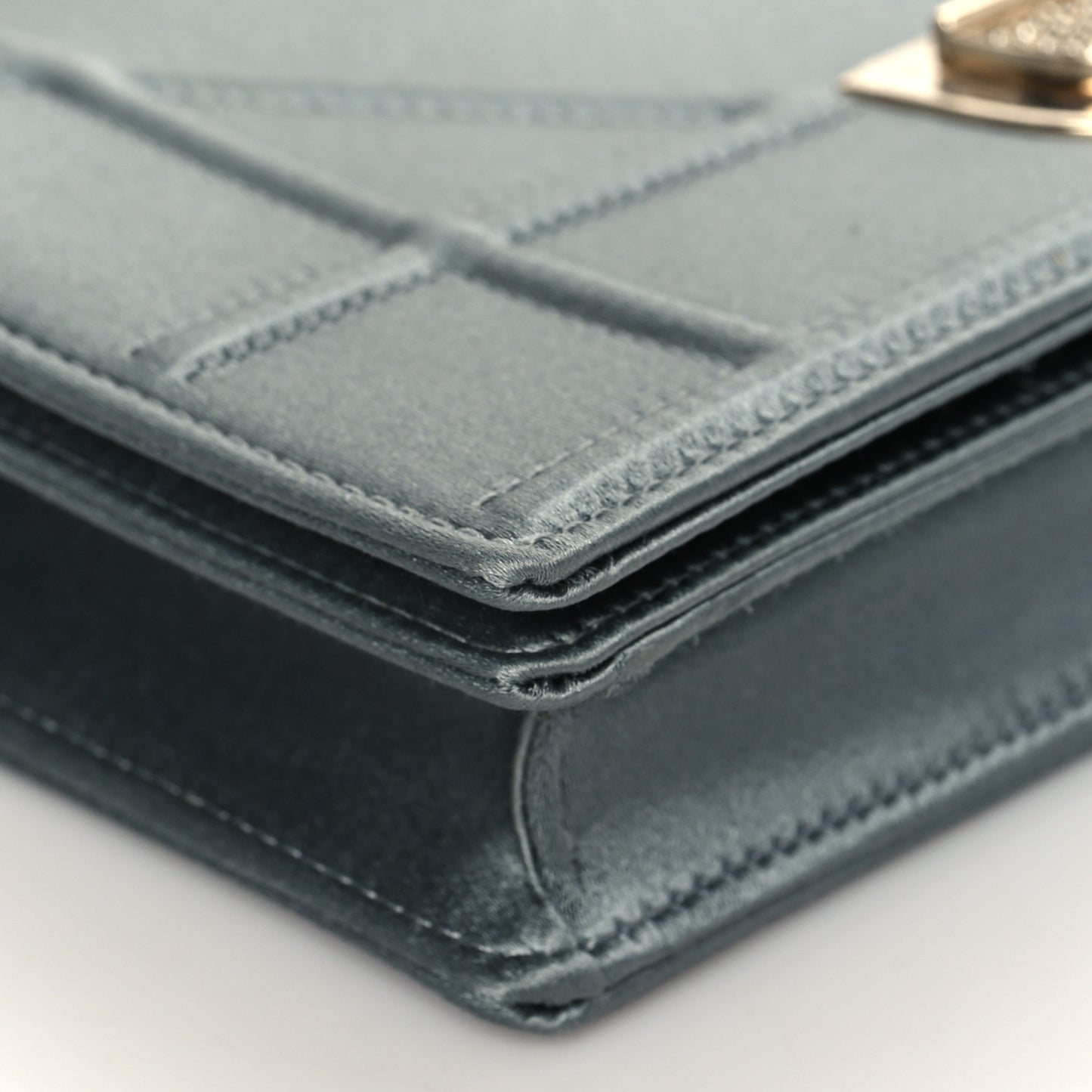 Satin Diorama Wallet on Chain Pouch Blue Gray