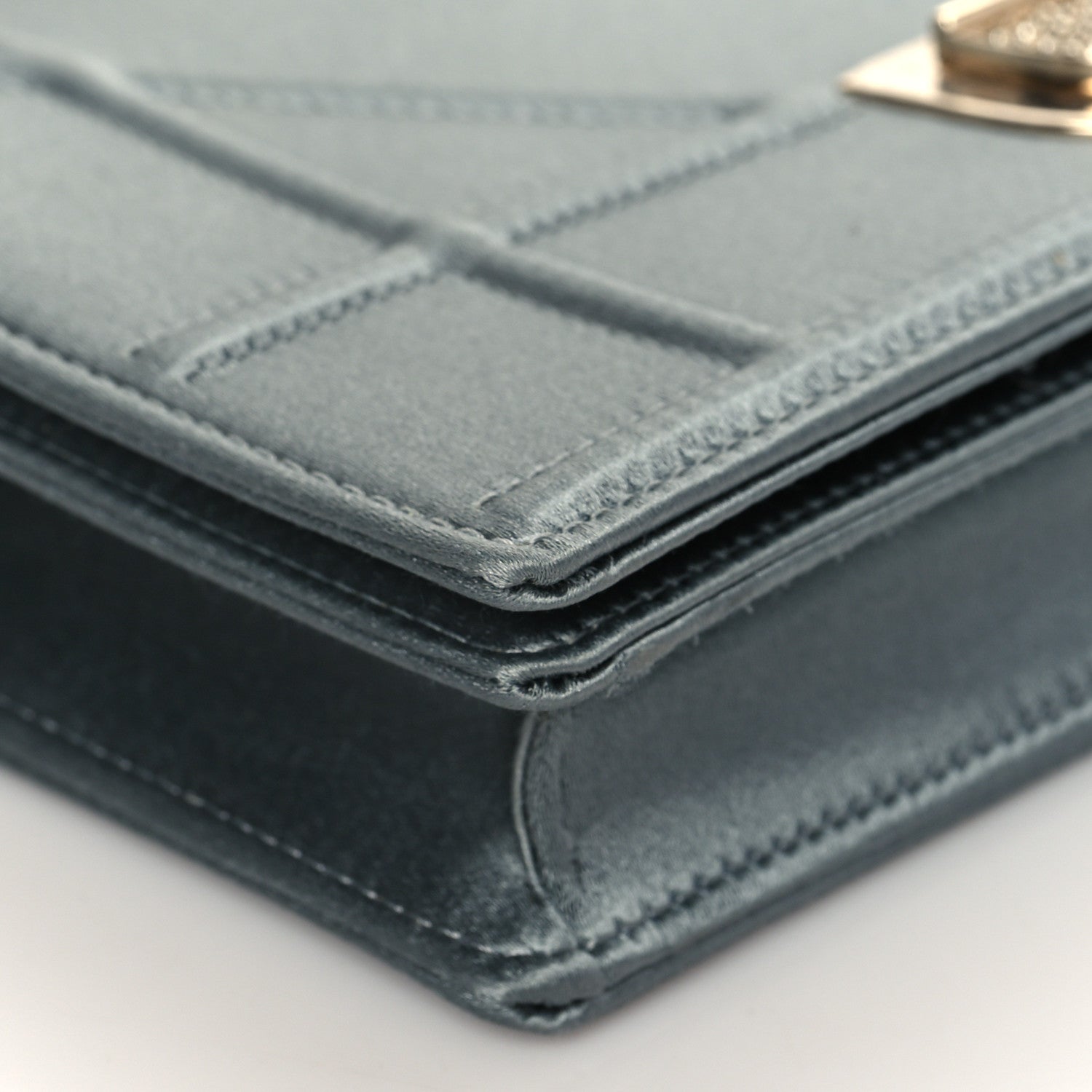 Christian Dior Satin Diorama Wallet on Chain Pouch Blue Gray 8 of 9