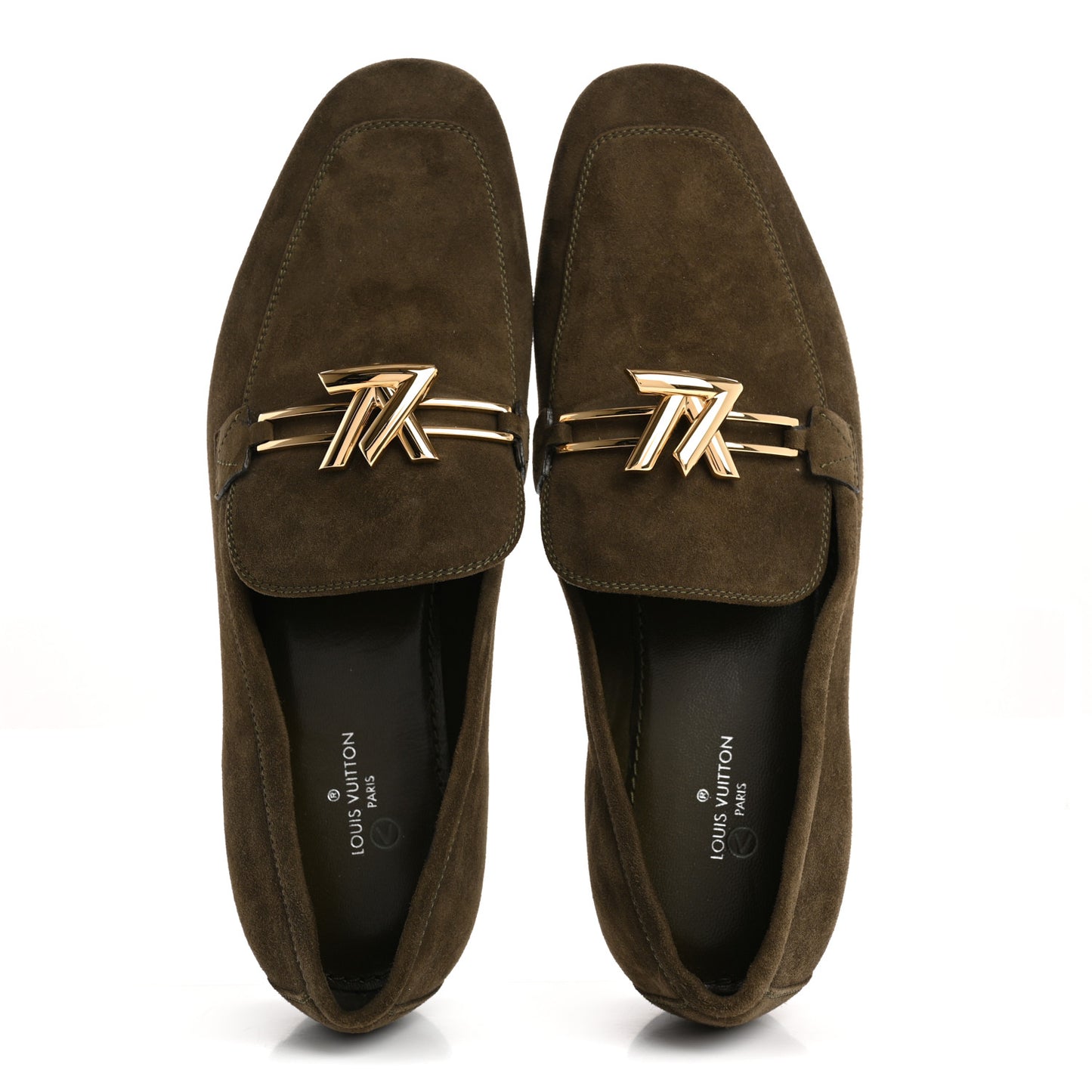 Suede Upper Case Flat Loafers 40 Green