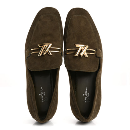 Louis Vuitton Suede Upper Case Flat Loafers 40 Green 2 of 9