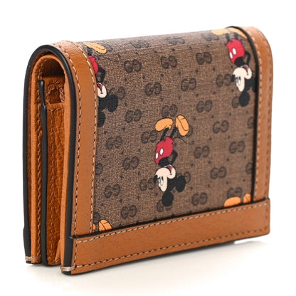 Gucci X DISNEY Mini Vintage GG Supreme Monogram Mickey Mouse Card Holder Wallet Beige Vintage Sun Oil 3 of 9
