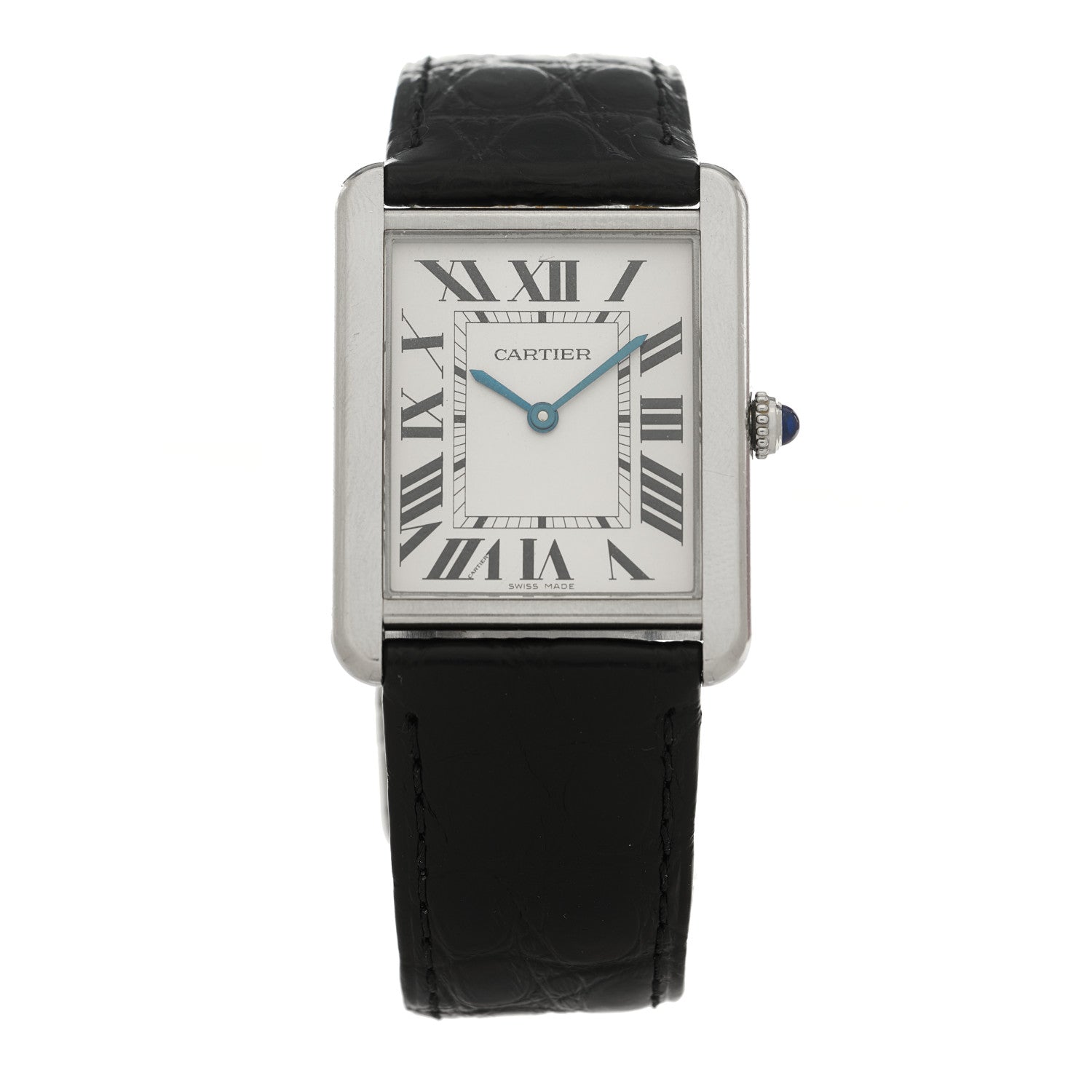 Cartier Stainless Steel Alligator 27mm Tank Solo Quartz Watch 1 of 5