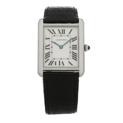 Cartier Stainless Steel Alligator 27mm Tank Solo Quartz Watch 1 of 5