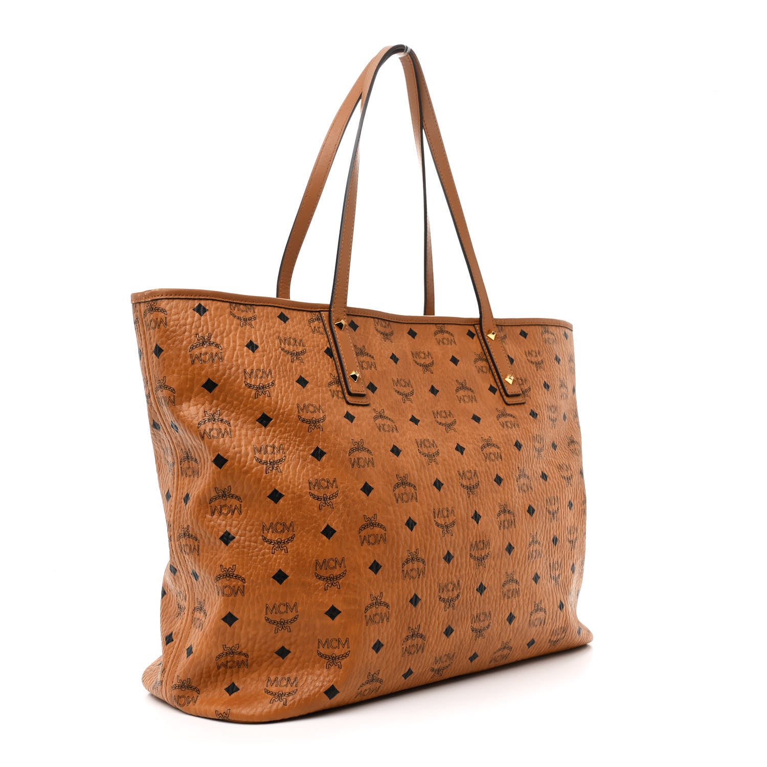 MCM Visetos Large Liz Reversible Shopper Tote Cognac 4 of 11