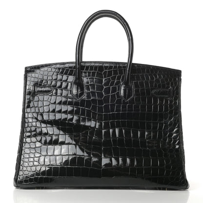 Hermes Shiny Porosus Crocodile Birkin 35 Black 4 of 30
