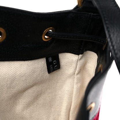 Gucci Velvet GG Monogram Textured Calfskin Web Bucket Bag Red Cipria Black 8 of 11