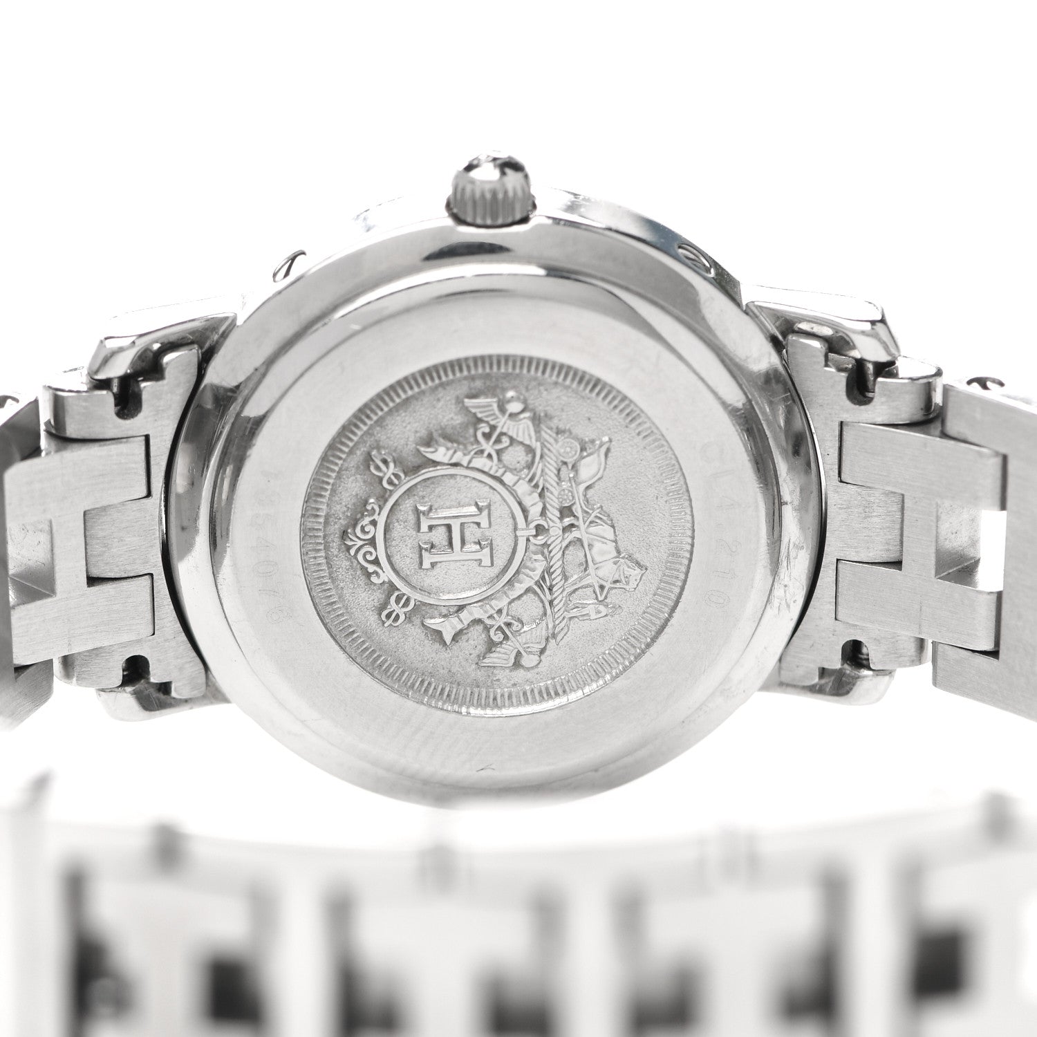 Hermes Stainless Steel 24mm Clipper Quartz Watch Pink 8 of 8