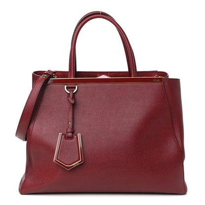 Fendi Vitello Elite Regular 2Jours Tote Rosso Scuro Ciliegia 1 of 12