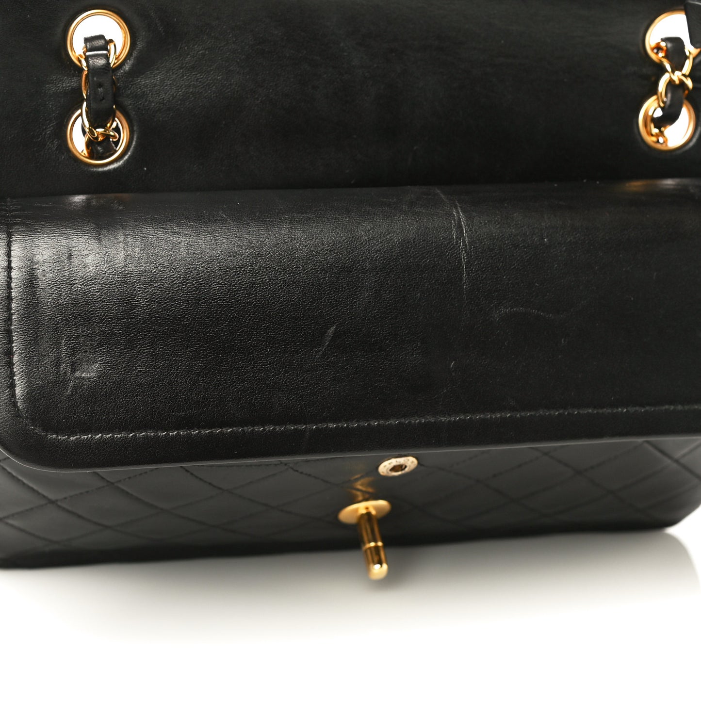 Lambskin Quilted Medium Double Flap Black