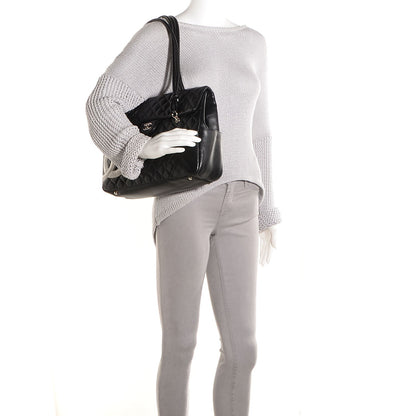 Chanel Calfskin Quilted Large Cambon Flap Black White 2 of 8