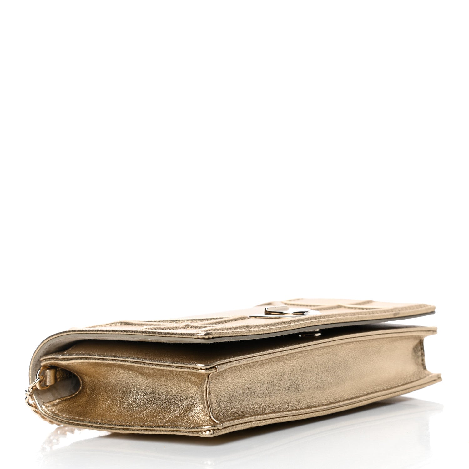 Christian Dior Metallic Calfskin Diorama Wallet on Chain Pouch Light Gold 3 of 5