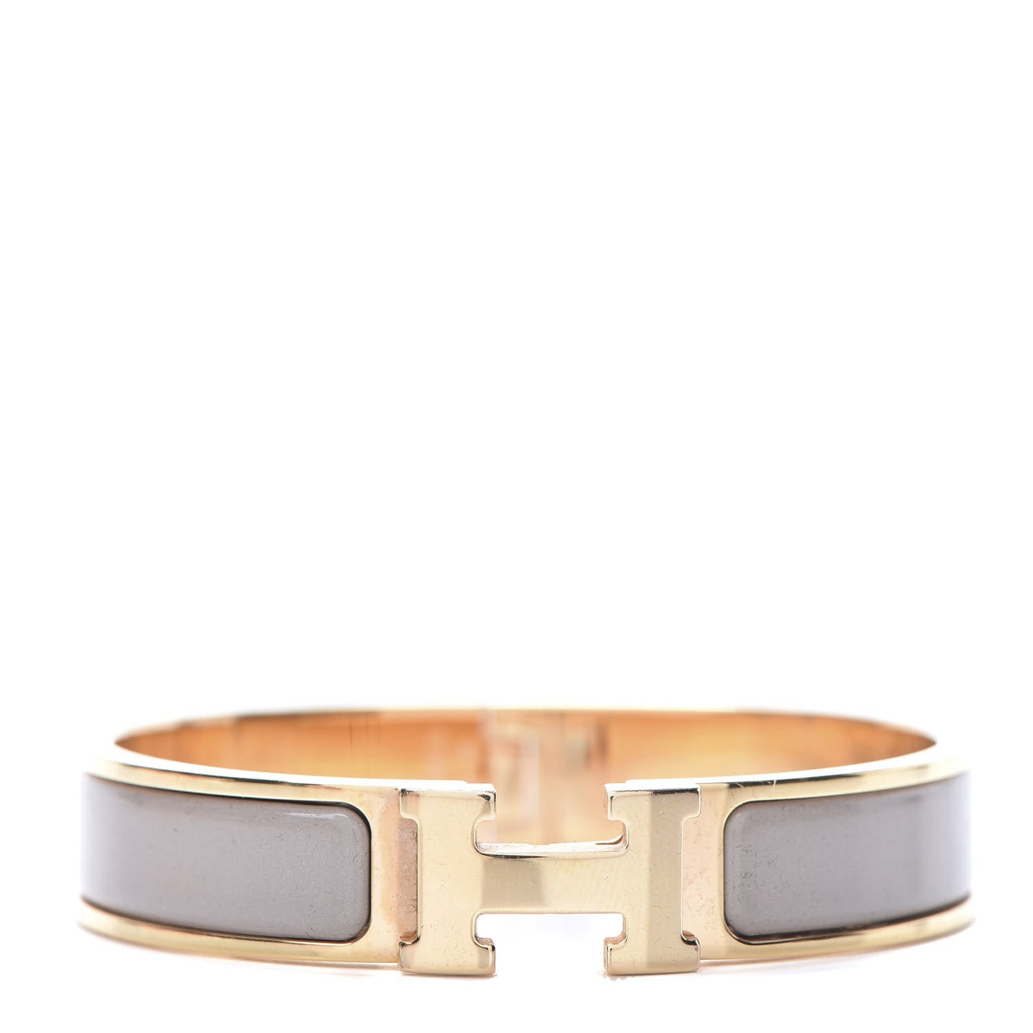 Enamel Narrow Clic Clac H Bracelet PM Marron Glace