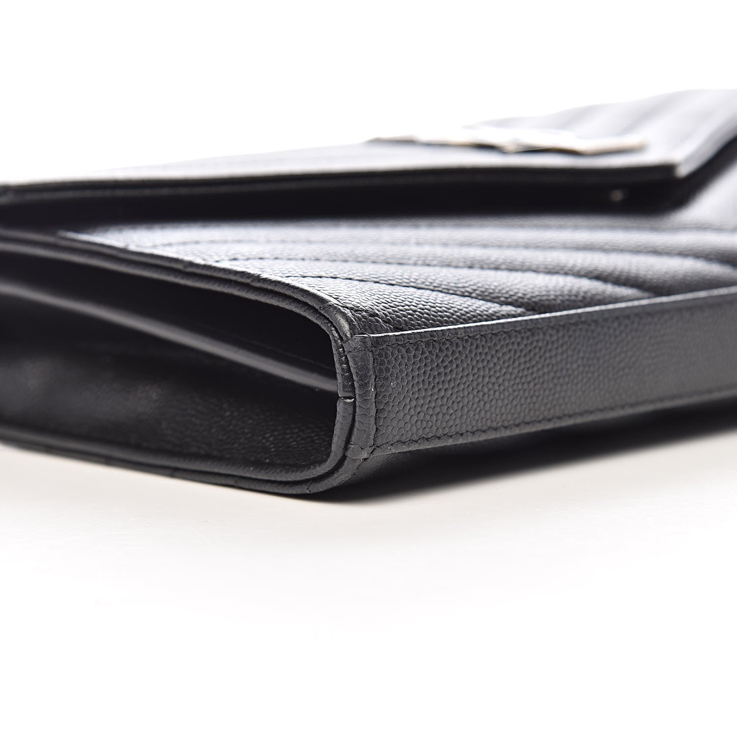 Saint Laurent Grain De Poudre Matelasse Chevron Monogram Chain Wallet Black 9 of 11