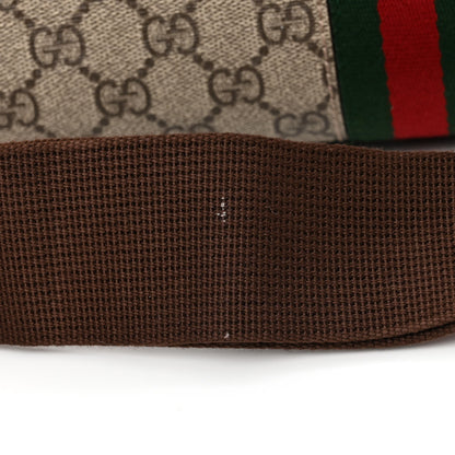 Gucci GG Supreme Monogram Textured Dollar Calfskin Web Medium Ophidia Top Handle Bowler Bag Beige Ebony New Acero 13 of 15
