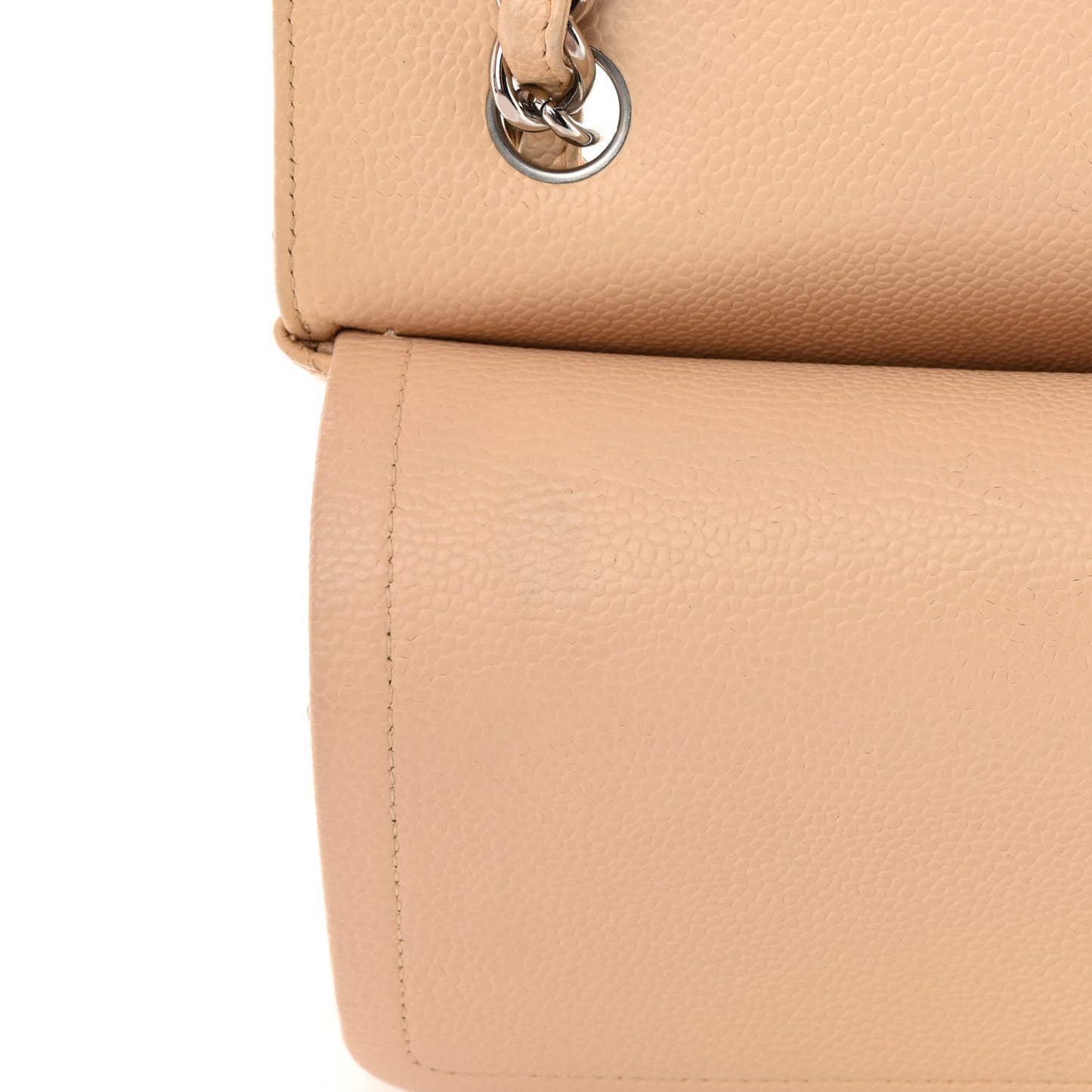 Caviar Quilted Jumbo Double Flap Beige