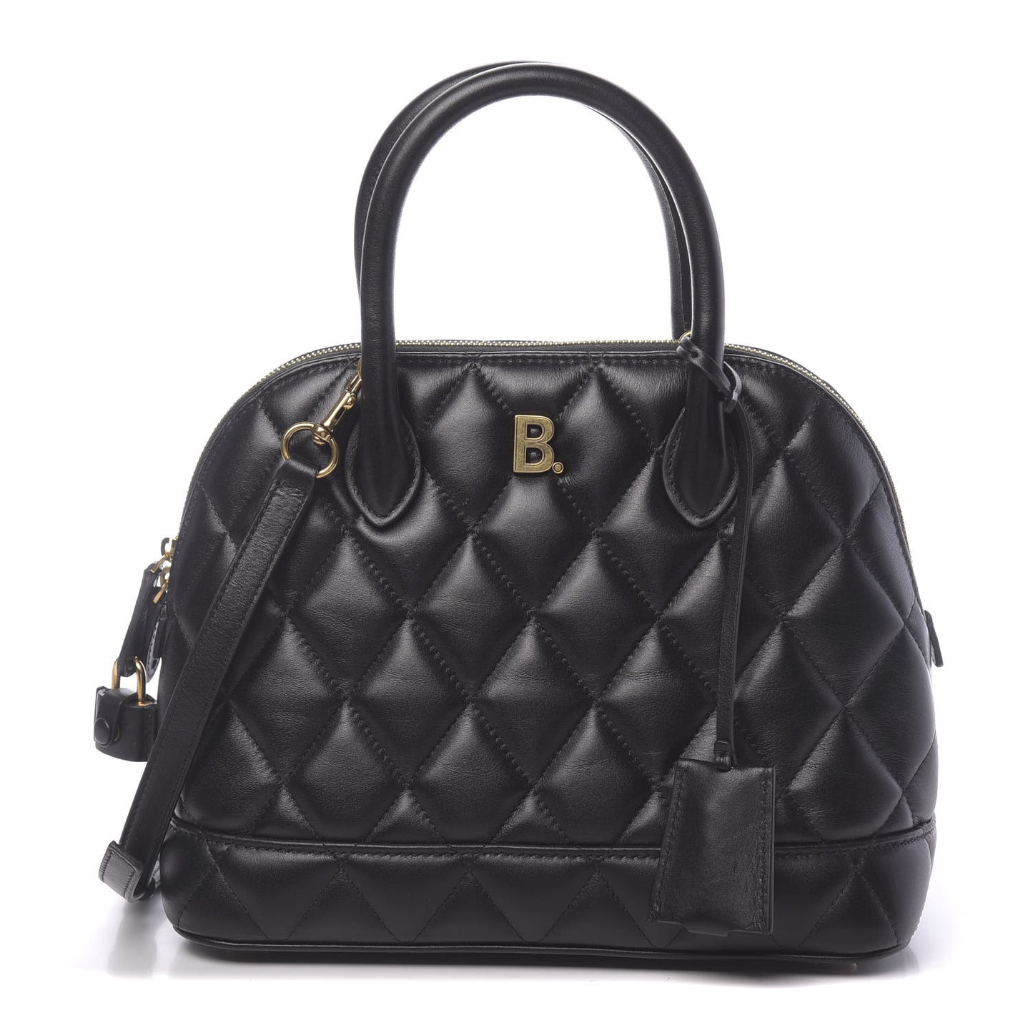 Nappa Calfskin Quilted Small Ville Top Handle Bag Black