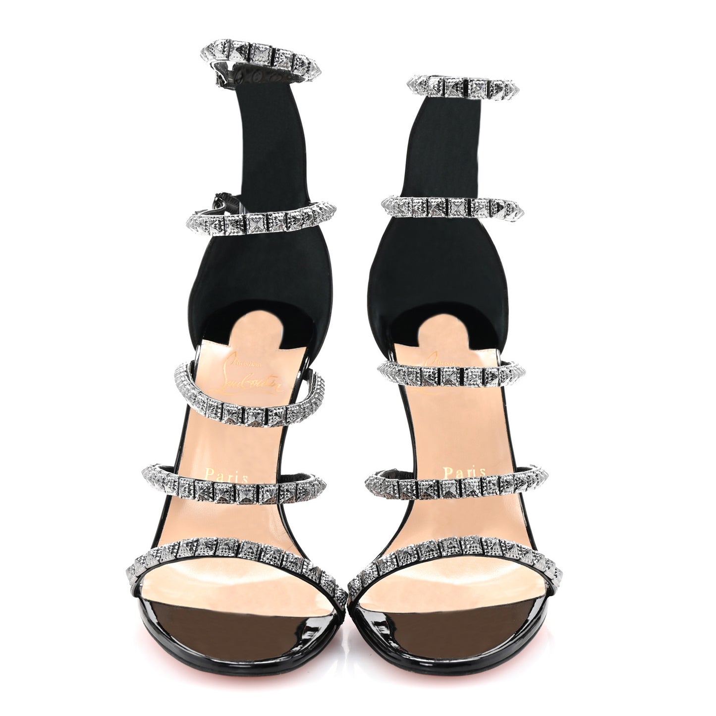 Patent Forever Girl 100 Studded Sandals 38 Black