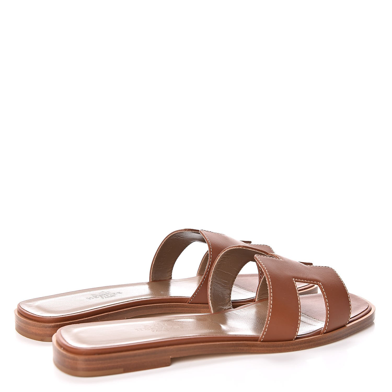 Hermes Box Calfskin Oran Sandals 37.5 Gold 4 of 9
