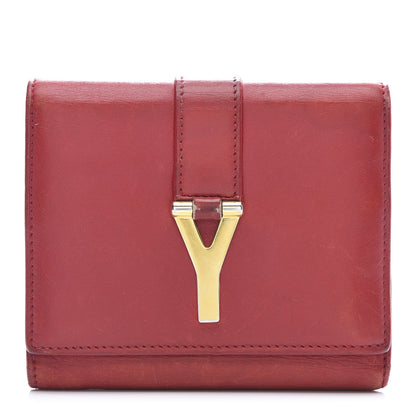 Saint Laurent Calfskin Classic Y Compact Wallet Red 1 of 8