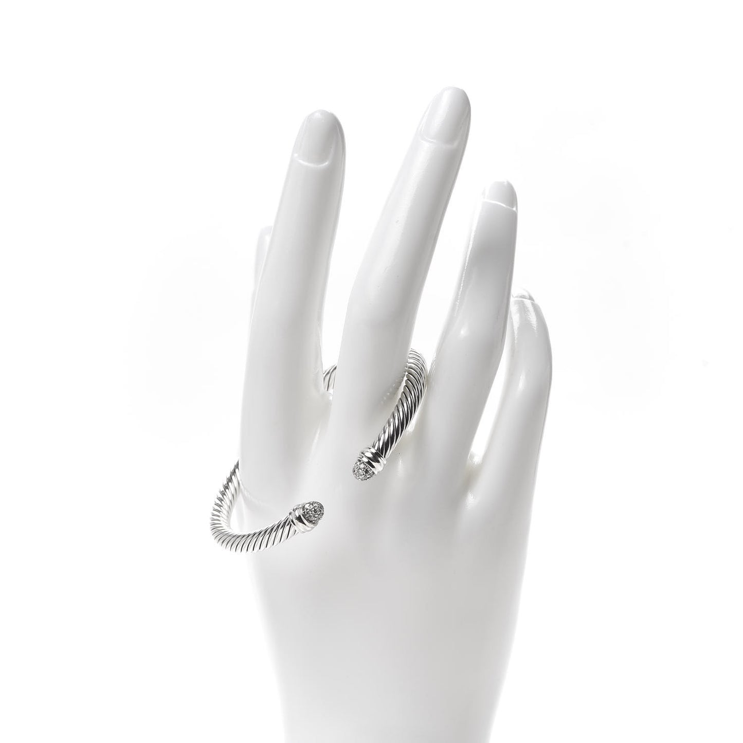 Sterling Silver Pave Diamond 5mm Cable Classics Bracelet