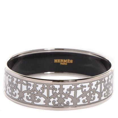 Hermes Enamel Printed Wide Balcons du Guadalquivir Bracelet 65 Silver 1 of 5