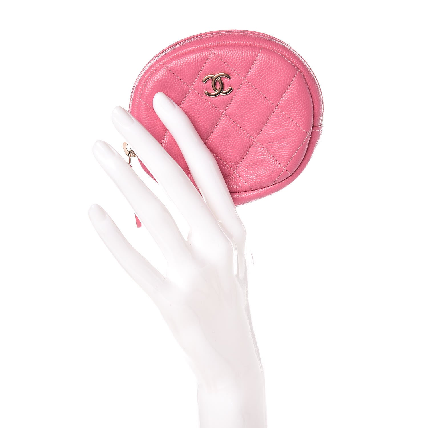 Chanel Iridescent Caviar Quilted Zip Around Classic Coin Purse Pink 2 of 8