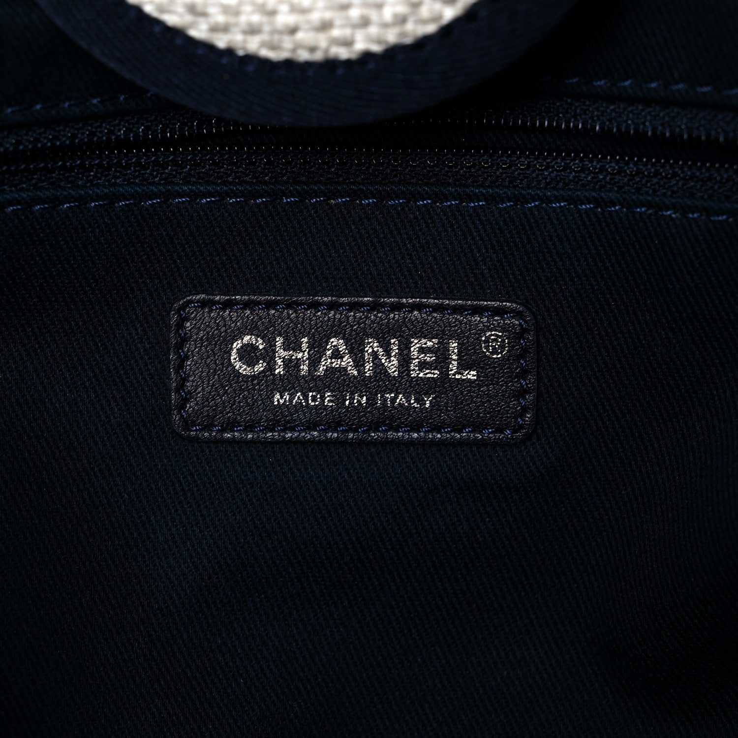 Chanel Woven Straw Raffia Medium Deauville Tote White Navy 6 of 14