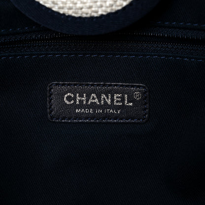 Chanel Woven Straw Raffia Medium Deauville Tote White Navy 6 of 14