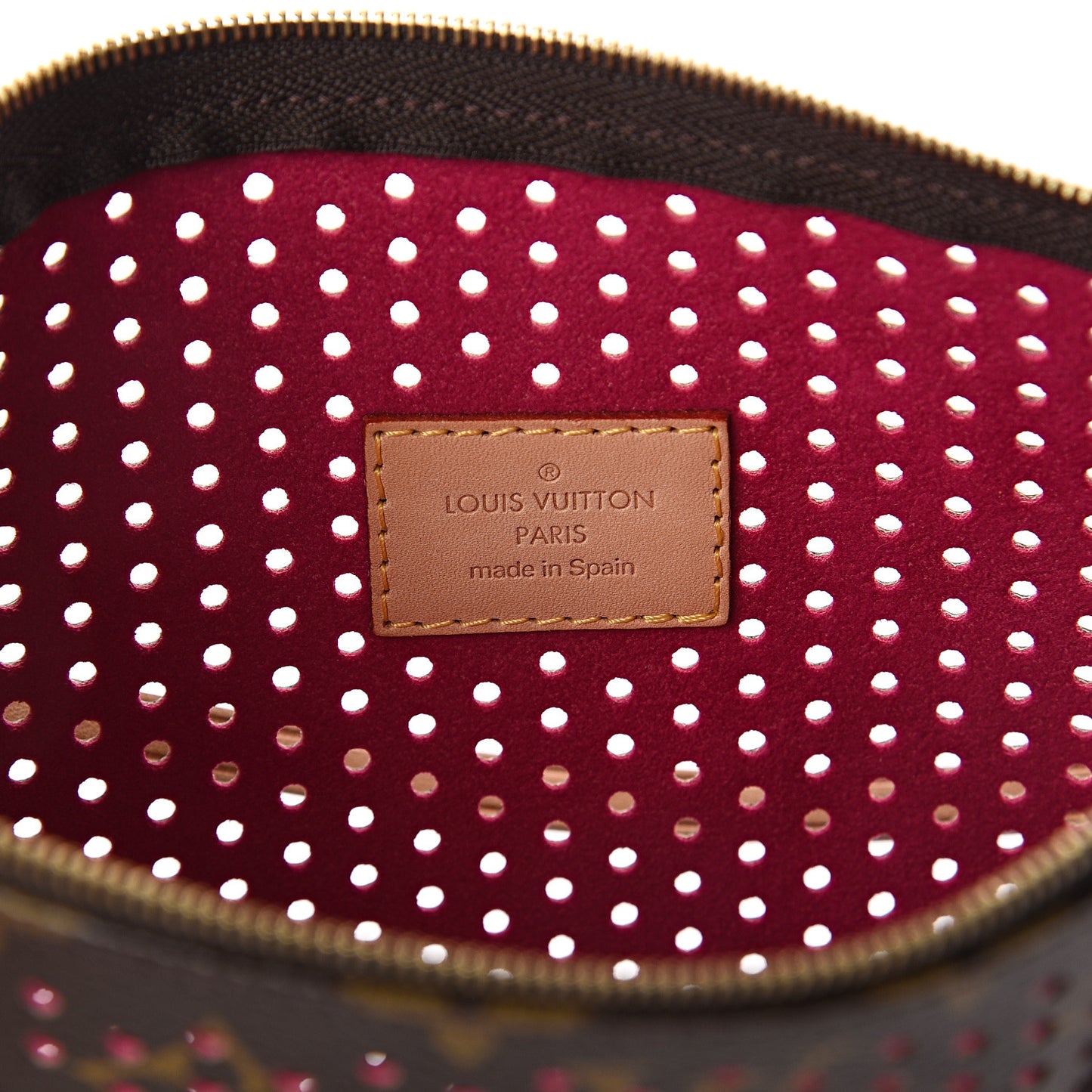 Monogram Perforated Pochette Accessories Bag Fuchsia