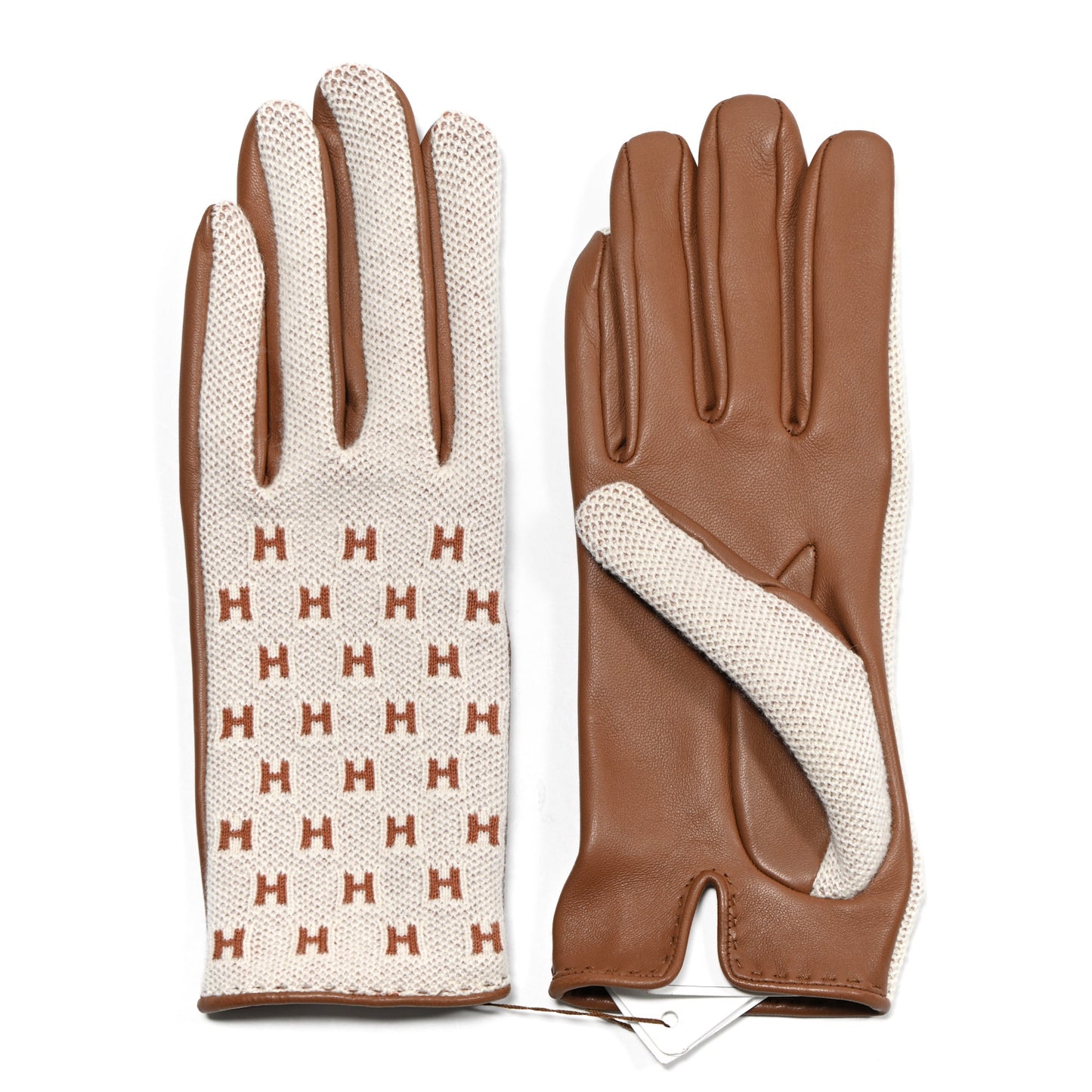 Lambskin Cashmere Crocheted Federica Gloves 7 Brown