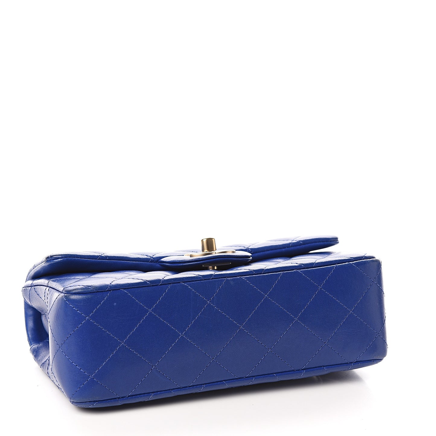Lambskin Quilted Mini Rectangular Flap Dark Blue