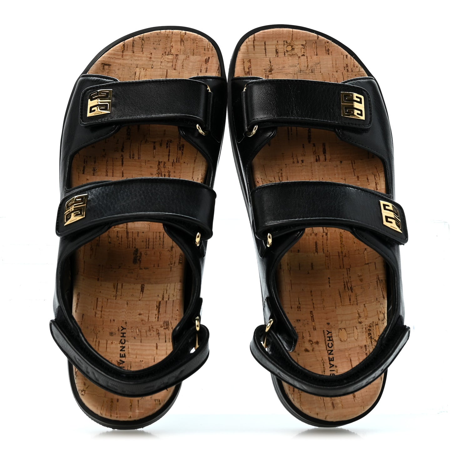 Calfskin 4G Strap Flat Sandals 37 Black