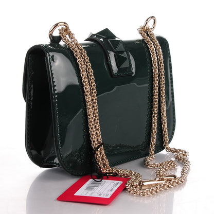 Valentino Garavani Patent Monochrome Mini Glam Lock Rockstud Flap Dark Green 3 of 8