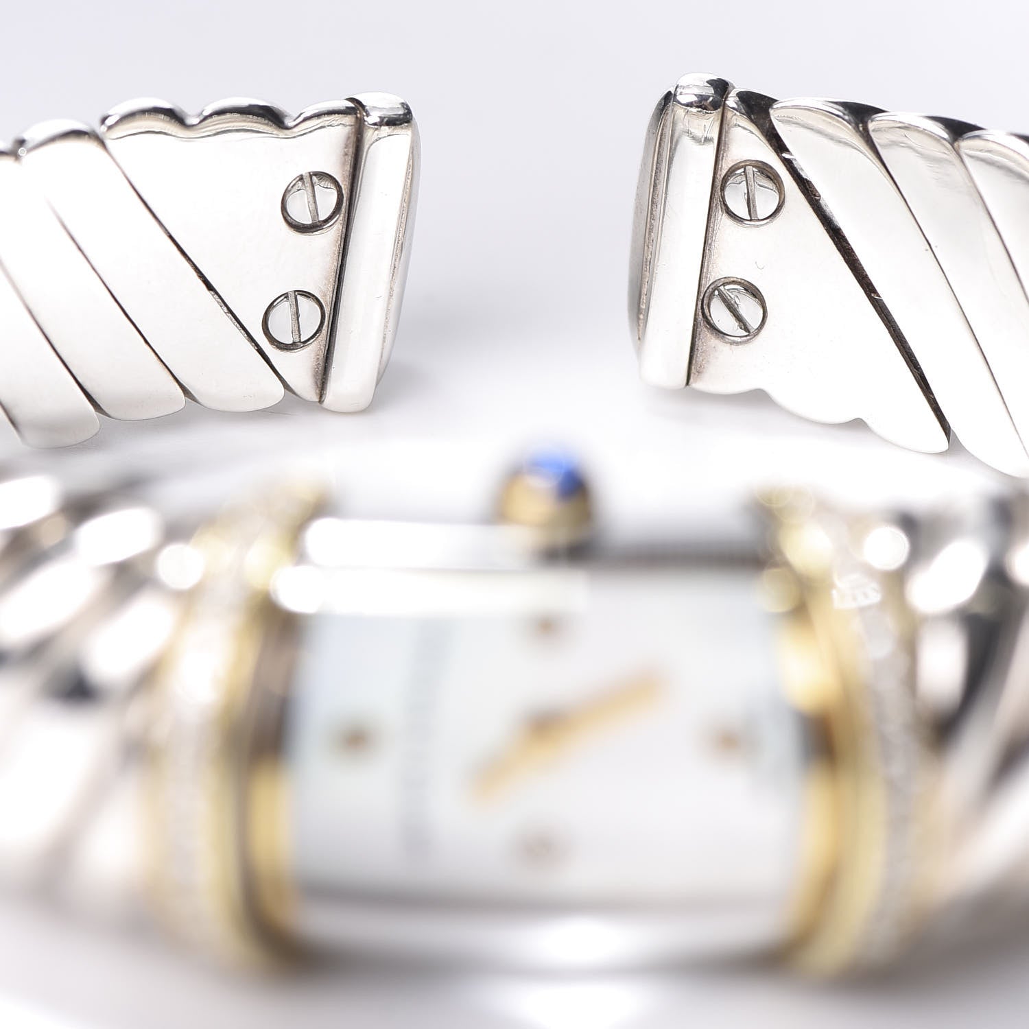 David Yurman Sterling Silver 18K Yellow Gold Diamond Bezel Mother of Pearl 19mm Waverly Quartz Watch 6 of 6