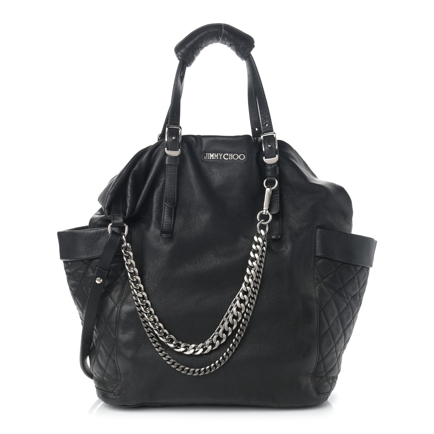 Jimmy Choo Lambskin Chain Embellished Blare Tote Black 1 of 10