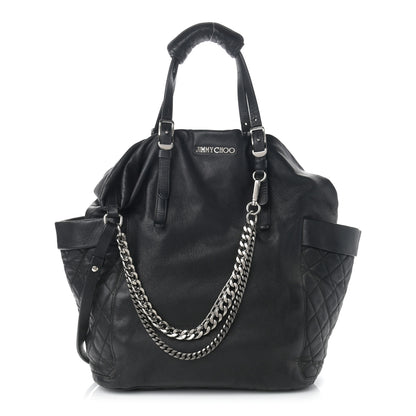 Jimmy Choo Lambskin Chain Embellished Blare Tote Black 1 of 10