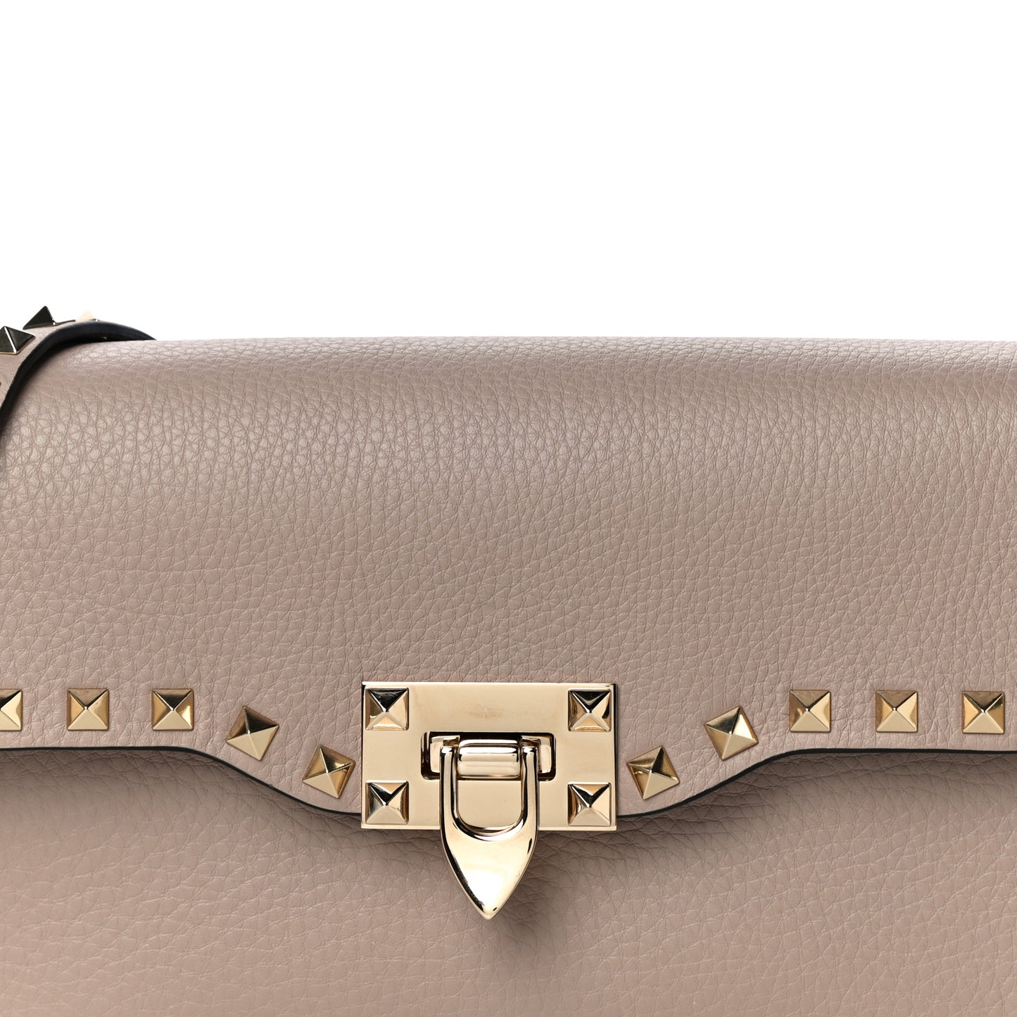 Pebbled Calfskin Medium Rockstud Flip Lock Crossbody Bag Poudre