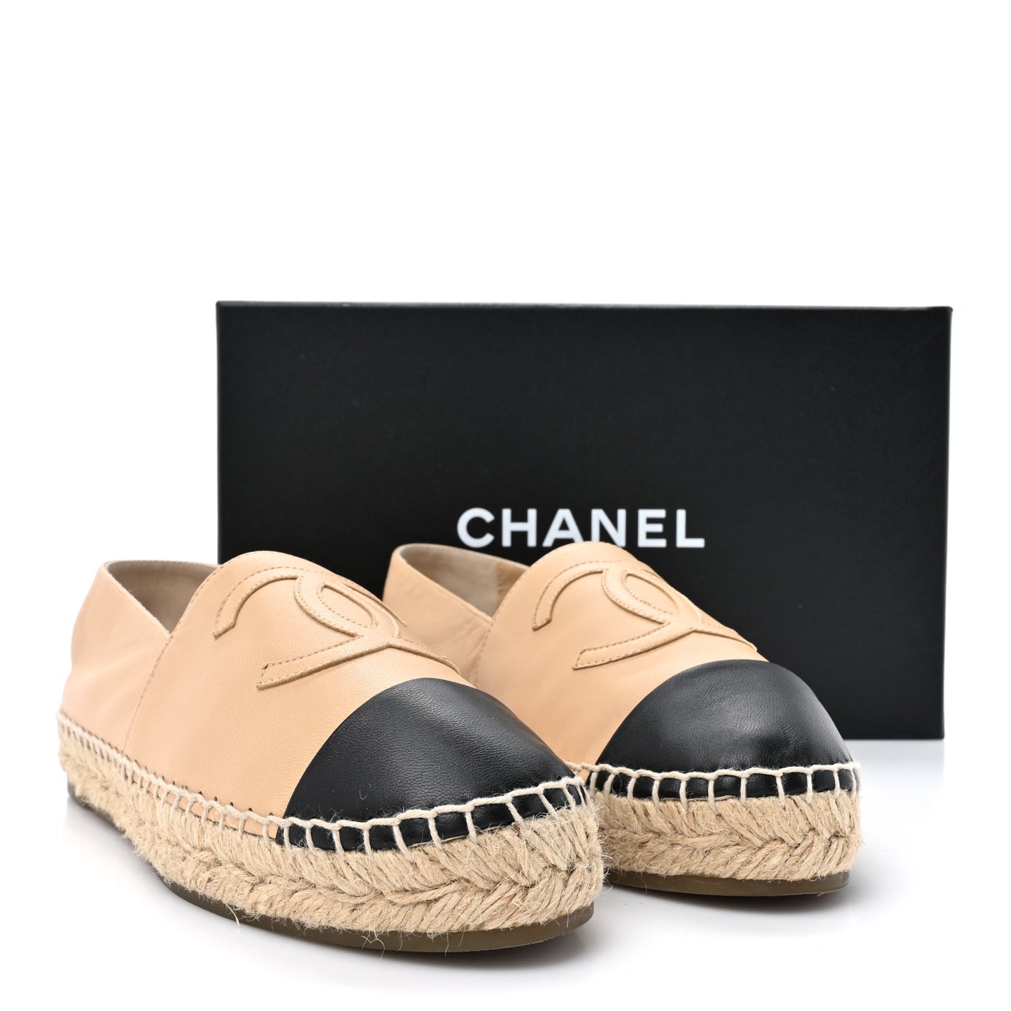 Lambskin CC Espadrilles 38 Beige Black
