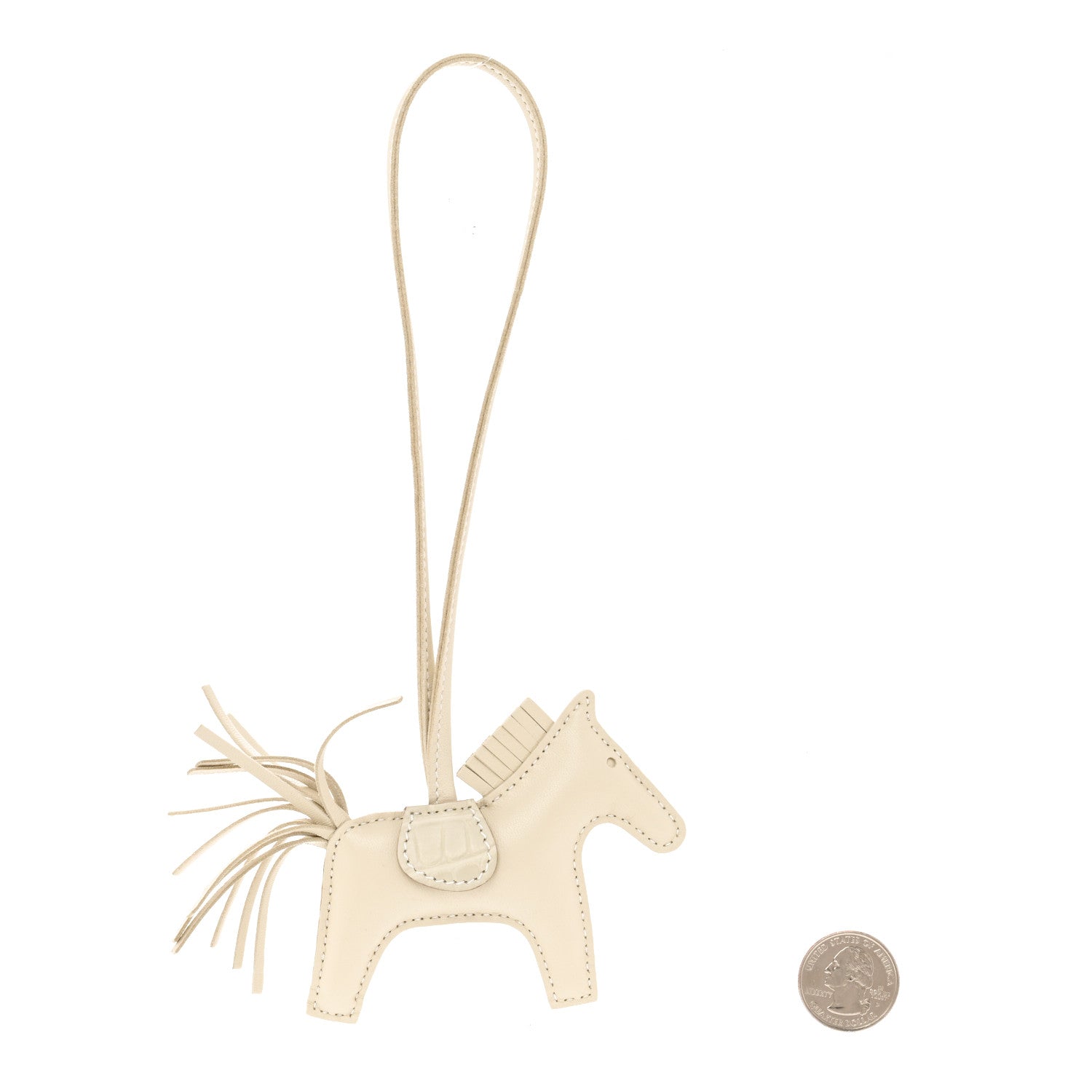 Hermes Milo Lambskin Matte Alligator Touch Grigri Rodeo Horse Bag Charm PM Craie Nata Beton 2 of 4