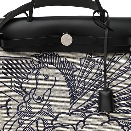 Hermes Vache Hunter Toile Pegase Pop Herbag Zip Retourne 31 PM Bleu Indigo 8 of 16