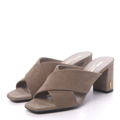 Saint Laurent Suede LouLou 70 Mules 36.5 Taupe 3 of 9