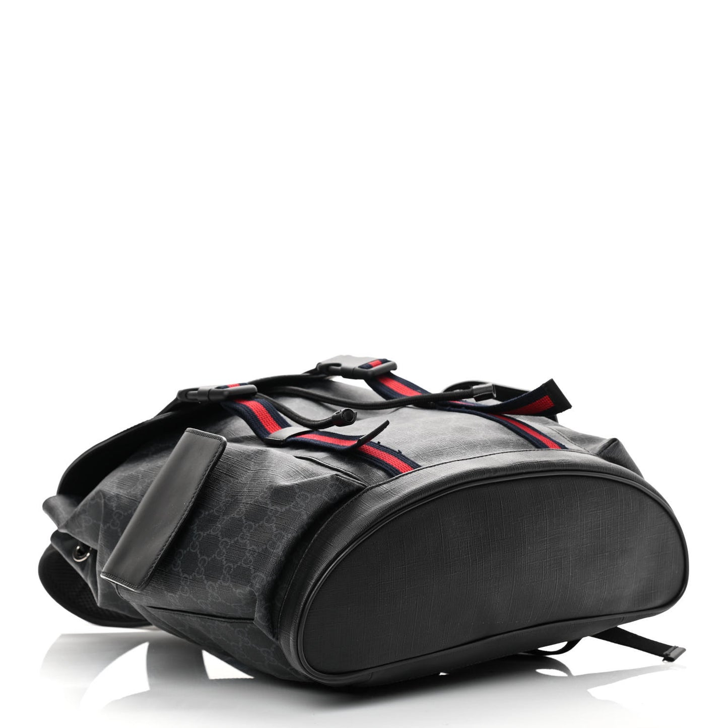 Soft GG Supreme Monogram Appia Calfskin Web Double Buckle Backpack Black