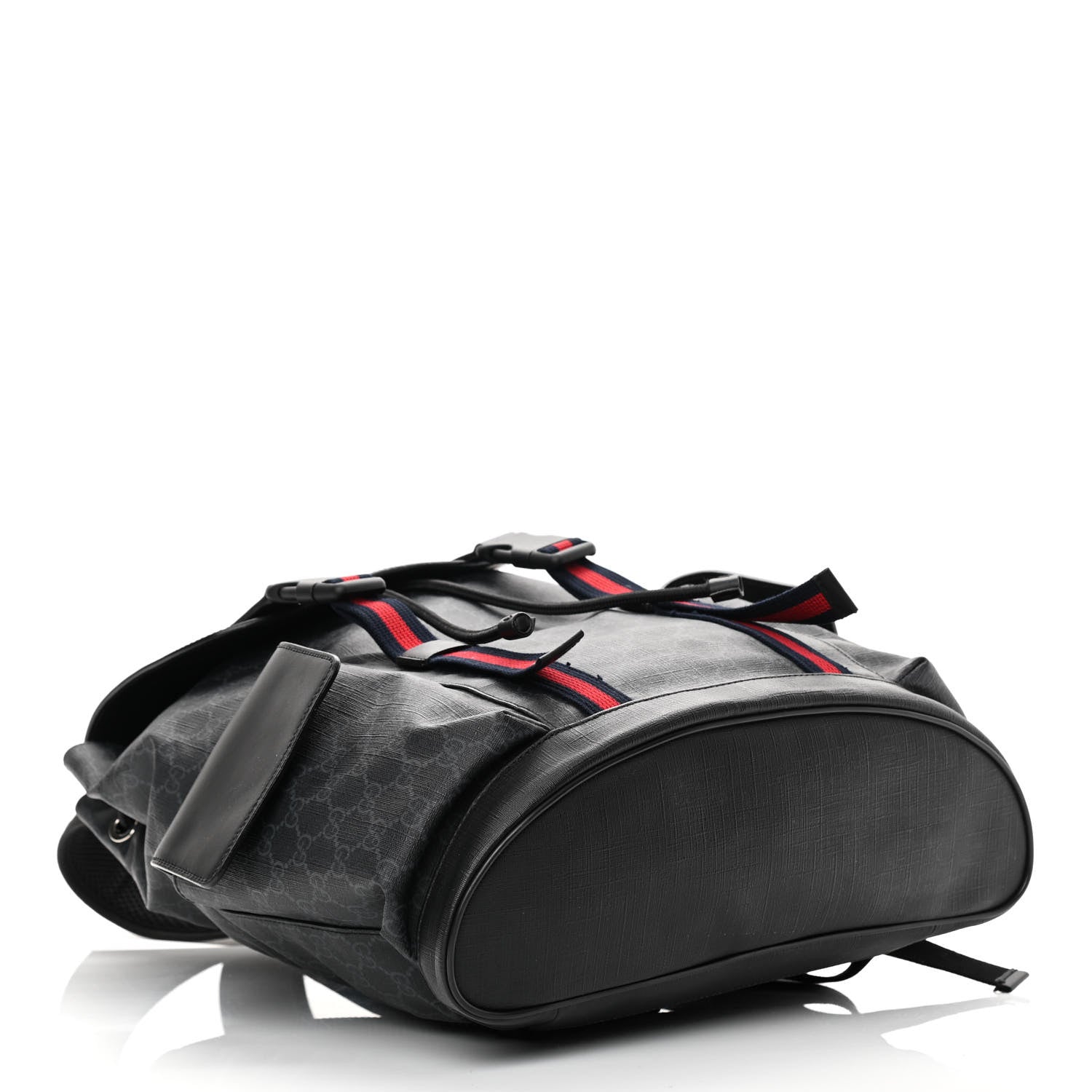 Gucci Soft GG Supreme Monogram Appia Calfskin Web Double Buckle Backpack Black 4 of 15