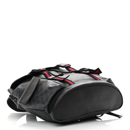 Gucci Soft GG Supreme Monogram Appia Calfskin Web Double Buckle Backpack Black 4 of 15